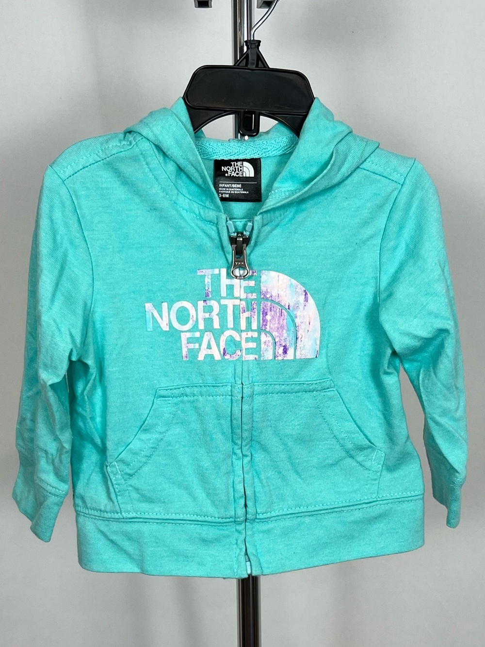The North Face Kids Teal Zip Hoodie with Logo